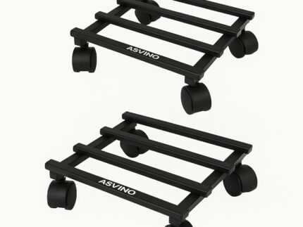 Heavy Duty Metal Plant Stand with Wheels | Square Pot Trolley for Indoor & Outdoor | Strong Iron Plant Mover with 360° Rotating Wheels | Pack Of 2