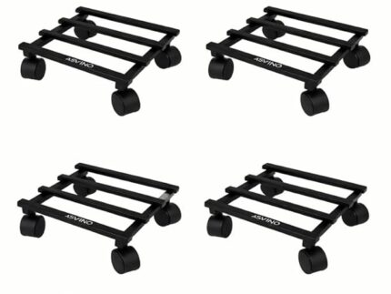 Multipurpose Plant Pot Stand Trolley (Set of 4) | Metal Rolling Planter Stand for Indoor & Outdoor Use